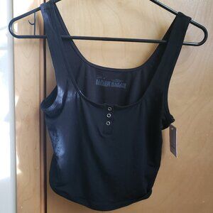 Auden Modal Blend Crop Tank Top Black Medium